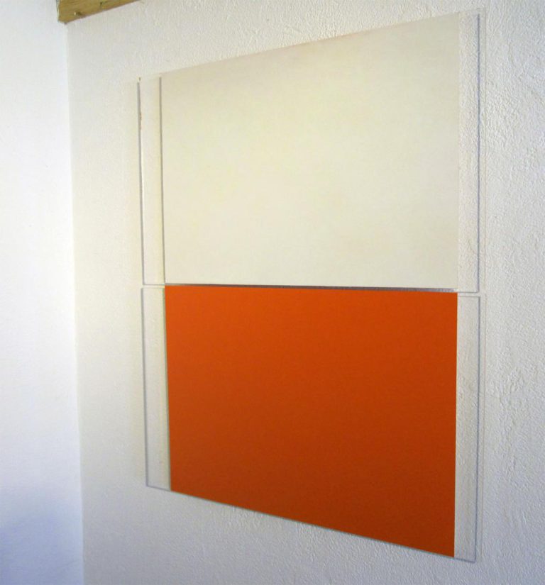 weiss /orange, 2011 /pigments on plexi